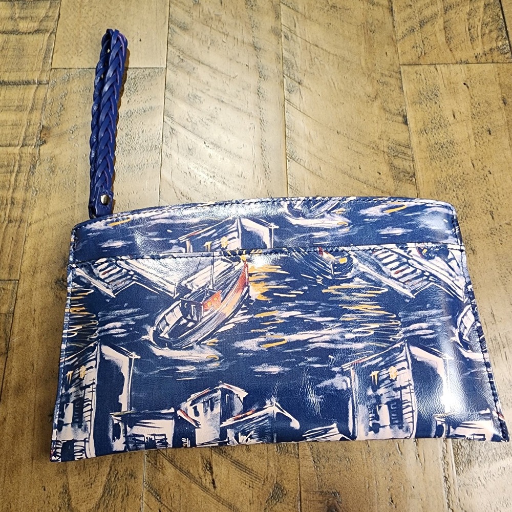 Patricia Nash Mailee Harbor Night Leather Wristlet Clutch P1858693 New